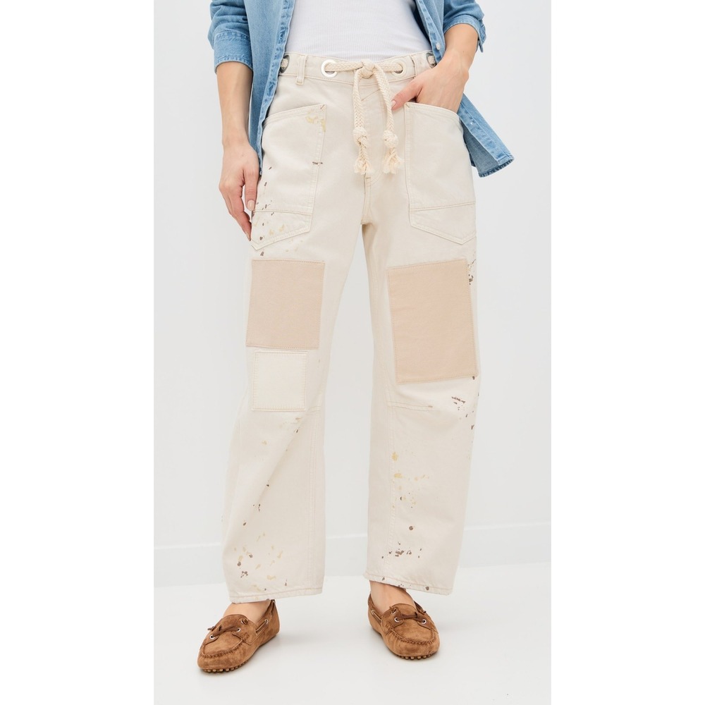 We The Free by Free People Cotton Moxie Barrel Jeans White Women's Size 32